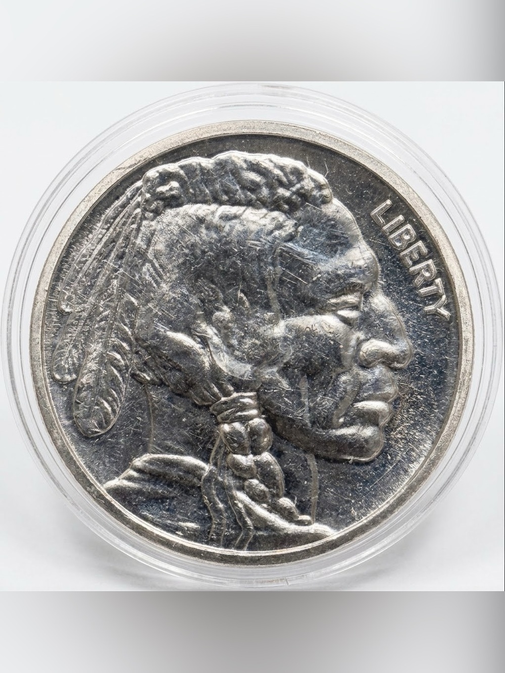 1 oz Pure Silver Round, Indian Head Buffalo in Capsule (.999 Fine)